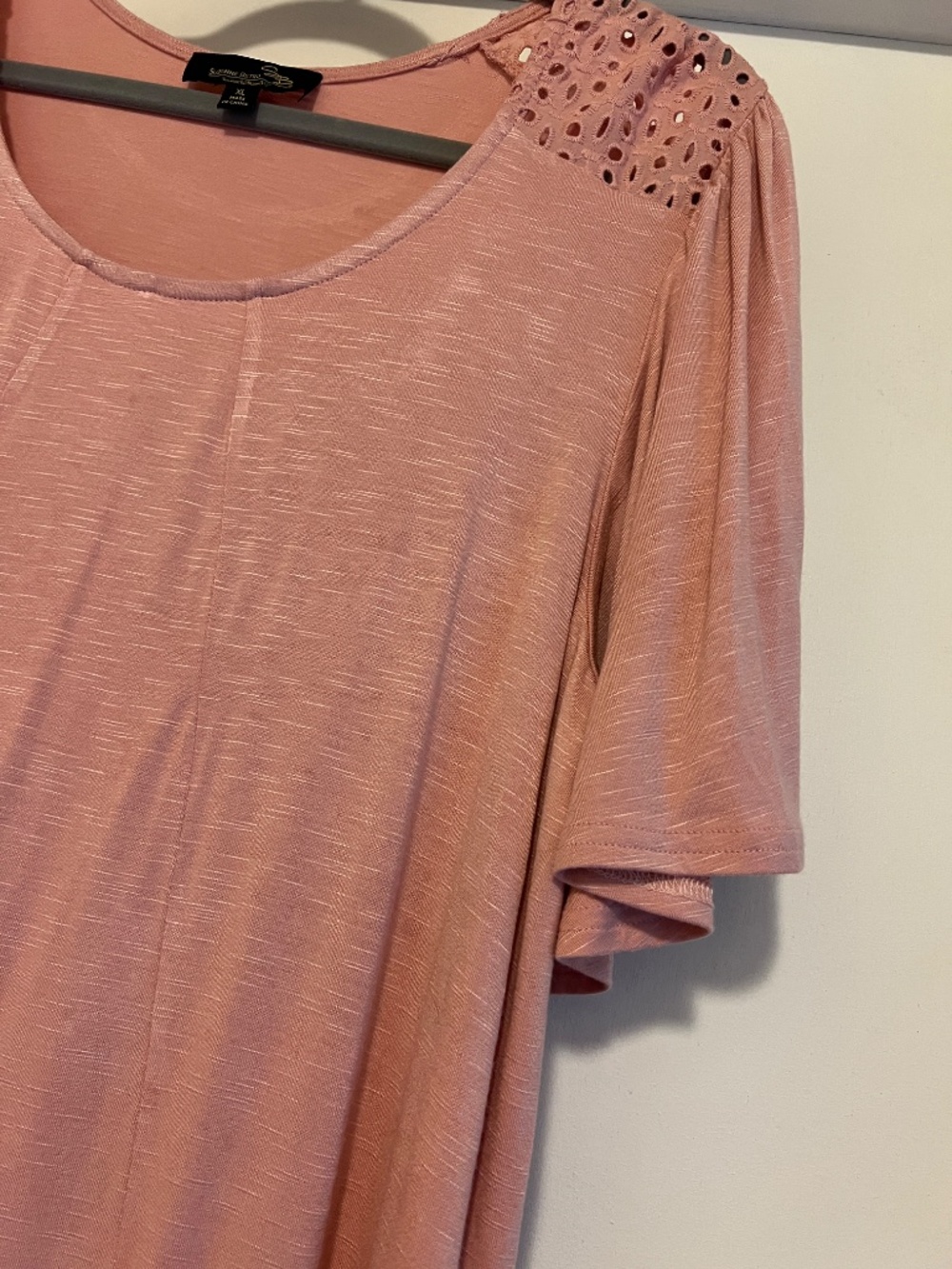 Nwot Suzanne Betro Draped Eyelet Pink Top Women's XL - Picture 5 of 5
